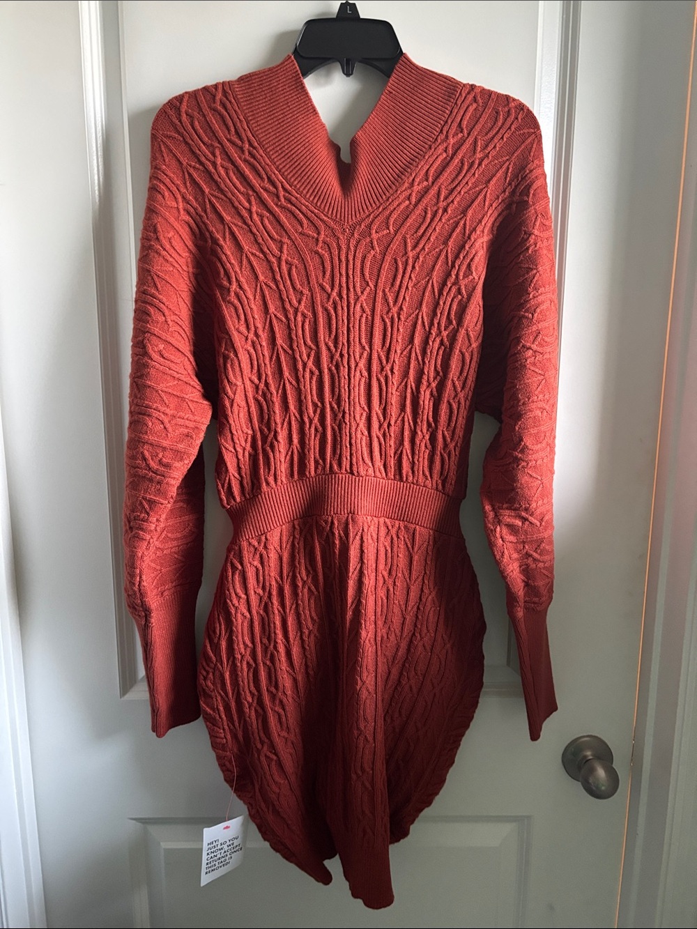ASOS Rust Cable-Knit Wrap Mini Dress - Picture 4 of 5